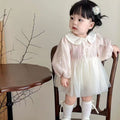 Spring & fall long sleeves thin baby princess dress with butt-covering dress for small-month-old baby girl 100-day-old dress