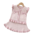 Girls' knit cardigan vest set - autumn  collection - baby girl's outerwear - chanel-inspired three-piece outfit
