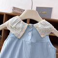 Girls' romper : stylish princess crawling suit for baby girls, summer striped lace collar, newborn to toddler