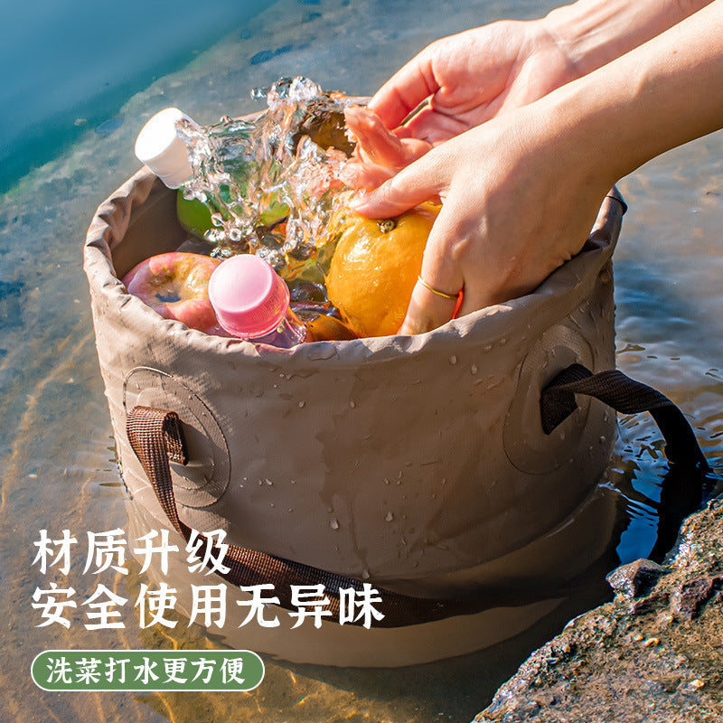Outdoor Multifunctional Folding Bucket Car Travel Storage Bucket Camping Fishing Bucket Laundry Bag Thickened Foot Soaking Bucket