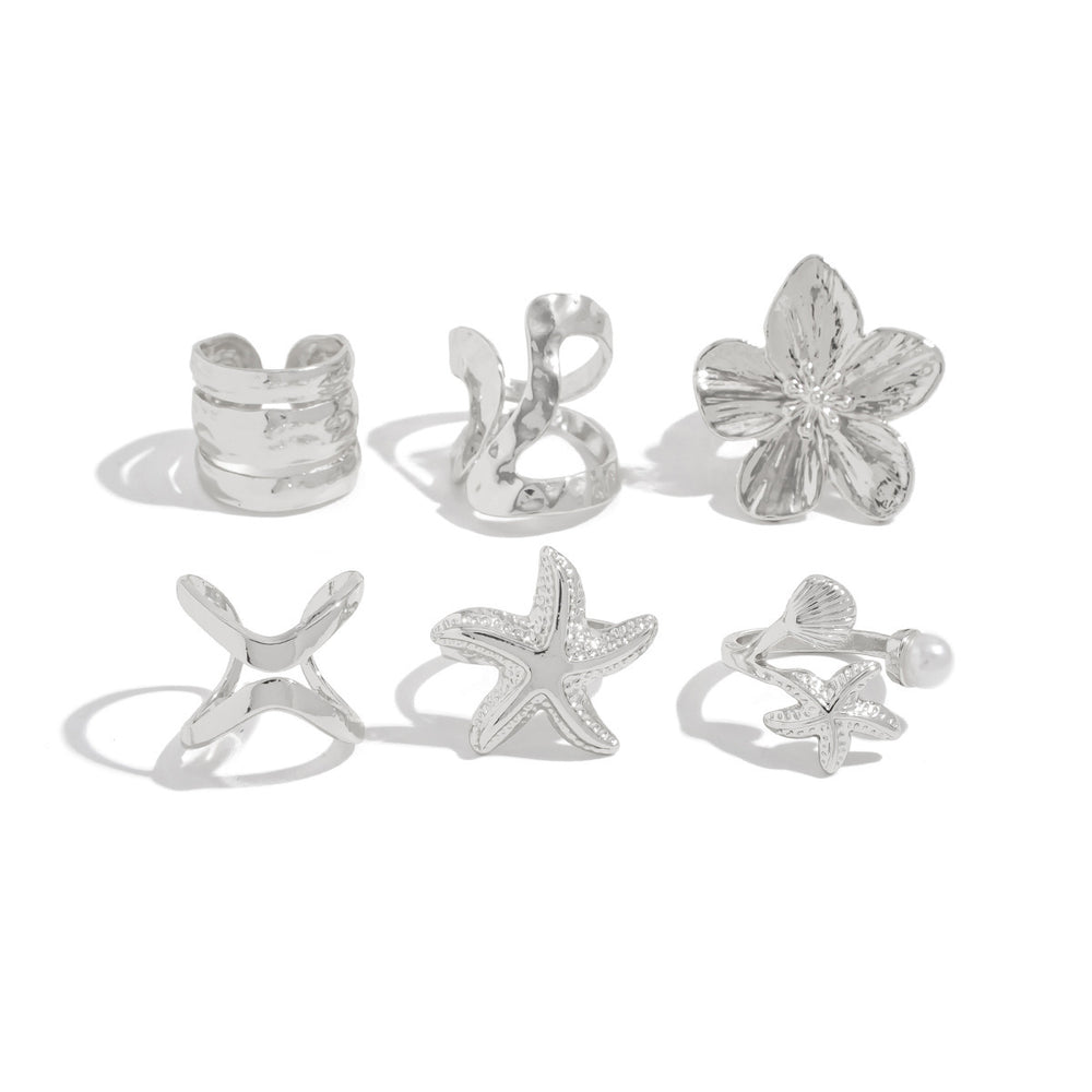 Wholesale alloy ring sets - european & american style, new ocean-inspired accessories, unique & trendy sun & starfish finger rings for women