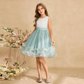 fashion stylegirl dress mesh embroidered flower girl dress kids princess dress vest dress sleeveless summer style