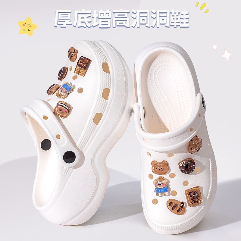 Thick sole crocs women's toe cap non-slip deodorizing filter not tired feet summer 2025new arrivalfashion slippers women's outwear