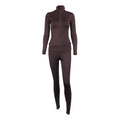 European and american cross-border  autumn solid color zip-up stand collar activewear set - trendy fashion workout yoga outfit (jacket & pants)