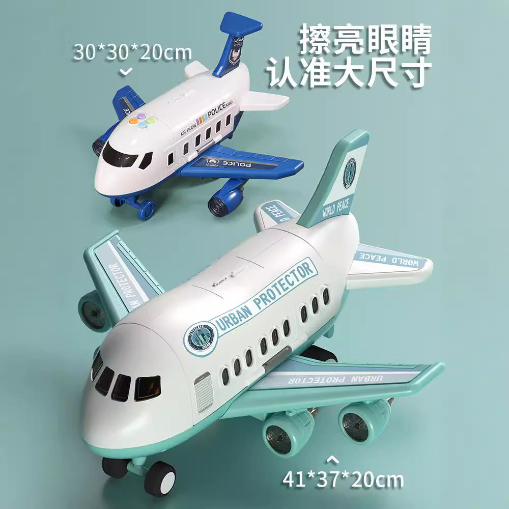 Kids' toy airplane with opening cabin, durable alloy cars, early education puzzle for 2-3 year olds, birthday gift for boys