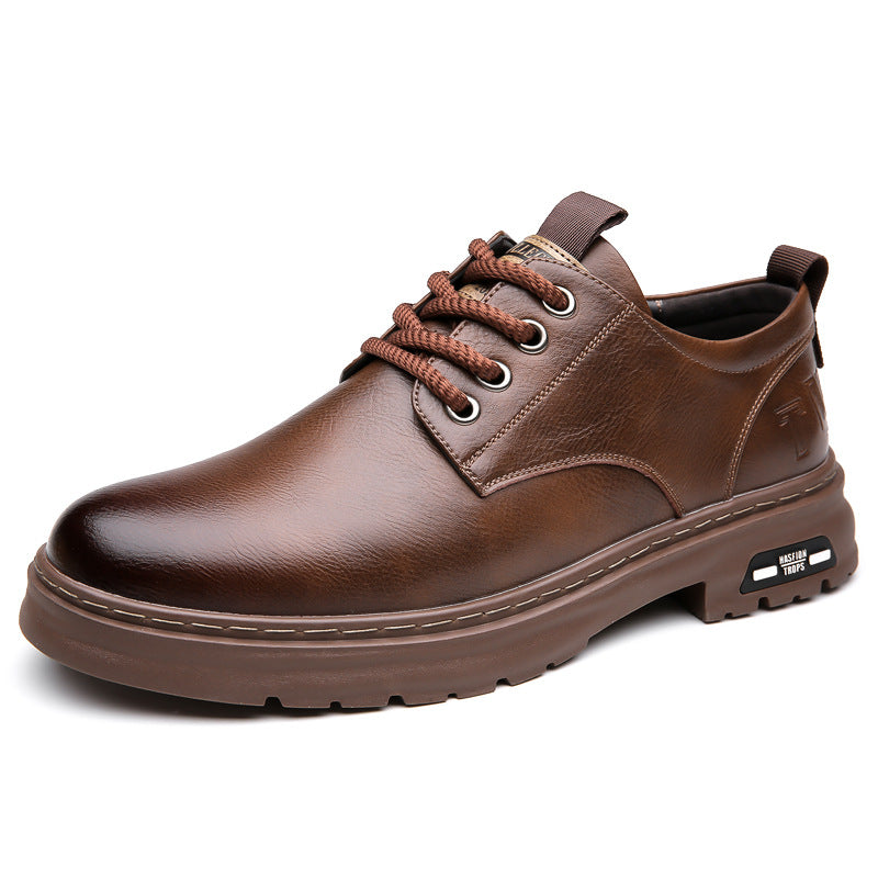 Autumn new arrivalmen handmade online business casual leather shoes men's retroworkwear big toe tie back soft bottom breathable leather shoes