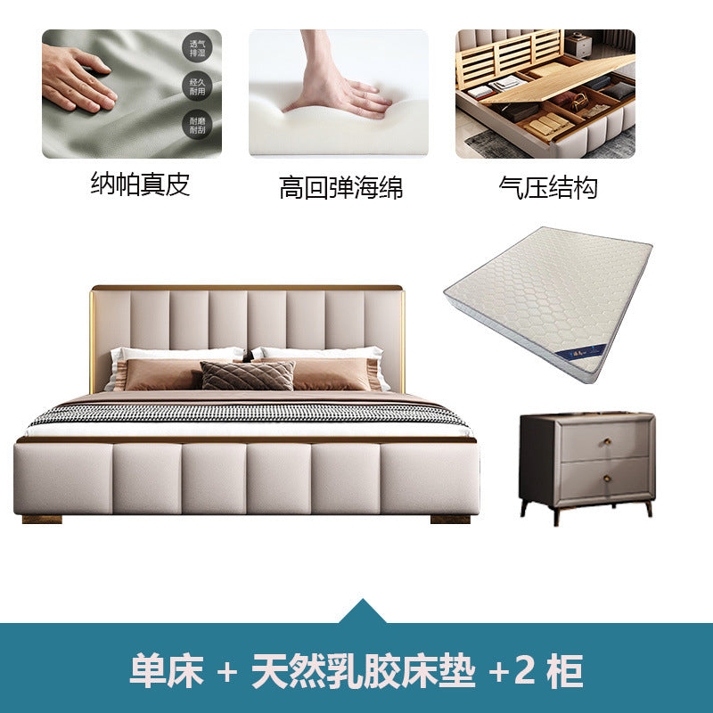 Italian light luxury master bedroom double bed ultra-thin bedside bed classy master bedroom bedroom for home storage princess wedding bed