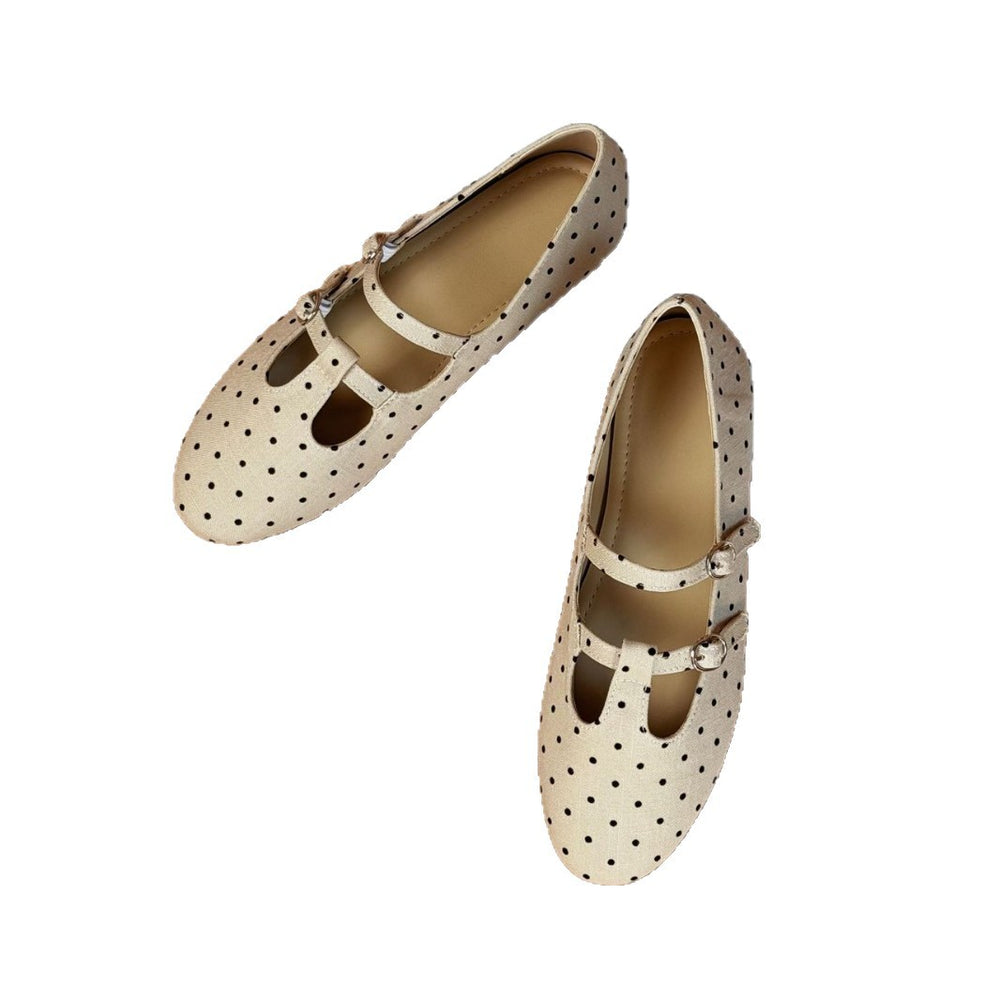 5cm height increasing bowknot polka dot flat shoes women's 2026 new small fragrance style slip-on mary jane shoes