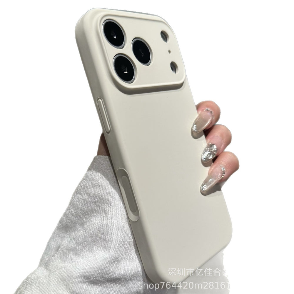 Suitable for apple 17promax fine hole liquid silicone mobile phone case 15iphone16 pure color anti-fall integrated buttons