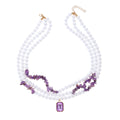 Wholesale purple crystal necklace - european & american style, geometric square pendant, light luxury, high-end faux pearl crushed stone choker