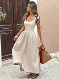 european and american cross-border new arrival: elegant solid color maxi dress