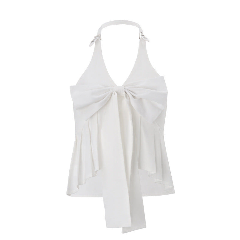 European and american style women's summer  new arrival: bow-tie strap irregular halter sleeveless tank top