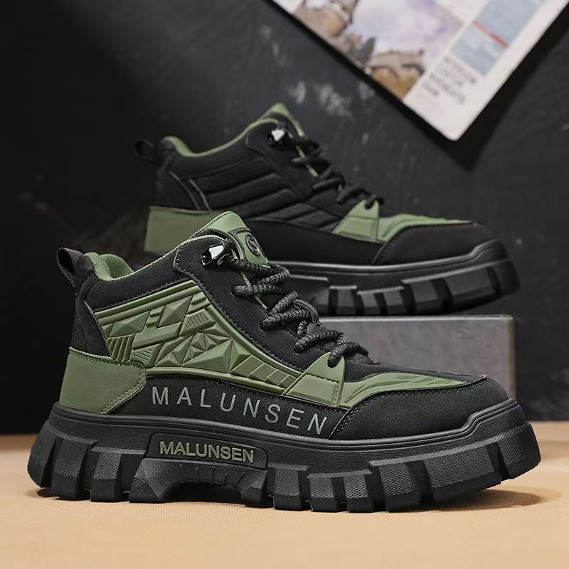 Boots men's high-top spring american retro motorcycle workwear boots outdoor hikingwaterproofnon-slipthick sole labor protection shoes