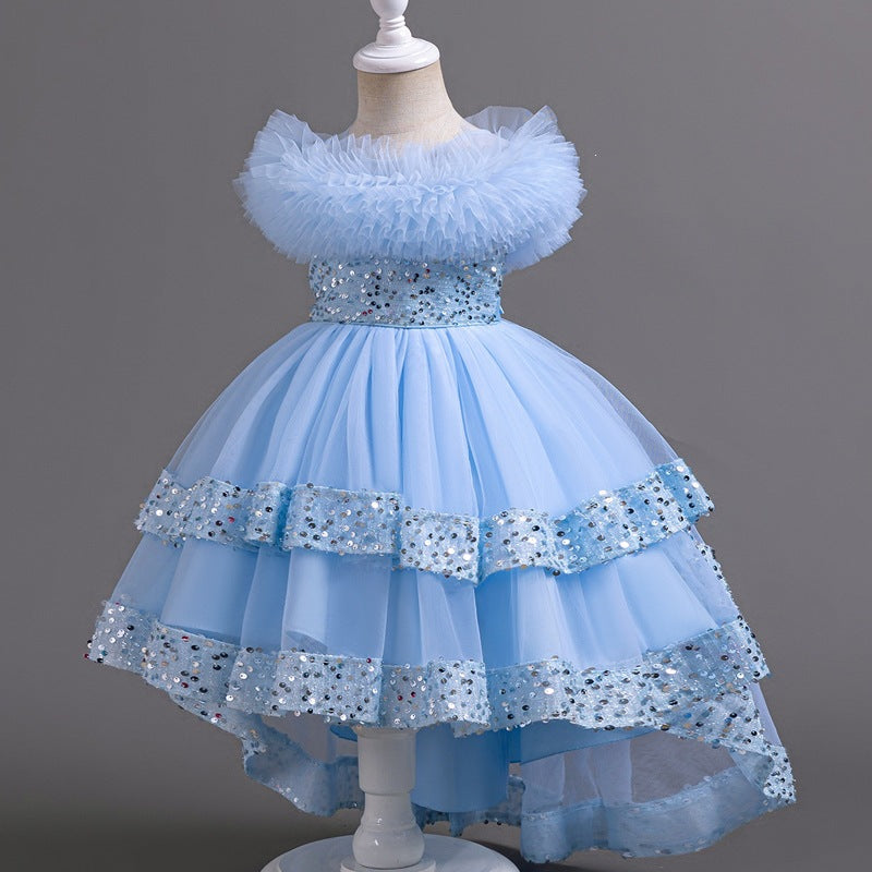 Performance costumes, wedding dresses, large tails, puffy mesh skirts, dresses, children's clothing, popular kids princess dresses for girls