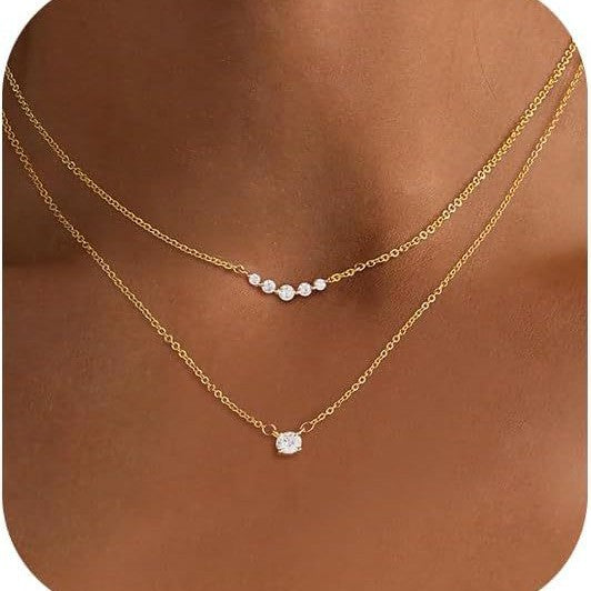 Fashion cross-border three-layer gold o-shaped chain copper-plated real gold box chain necklace accessible luxury clavicle chain jewelry