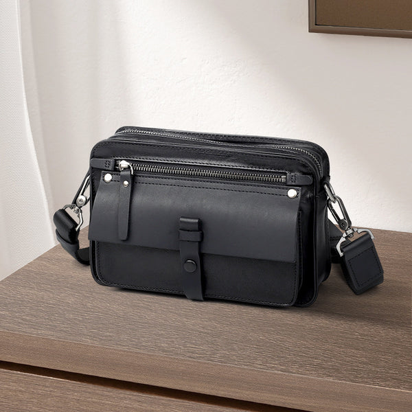 New leather men's bag horizontal casual niche men's messenger bag fashion commuter first layer cowhide men's shoulder bag