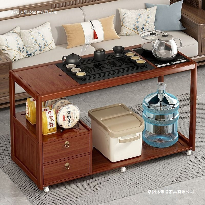 Movable tea table for home small tea table water kettle all-in-one tea cabinet tea cart kung fu tea set suit new chinoiserie coffee table