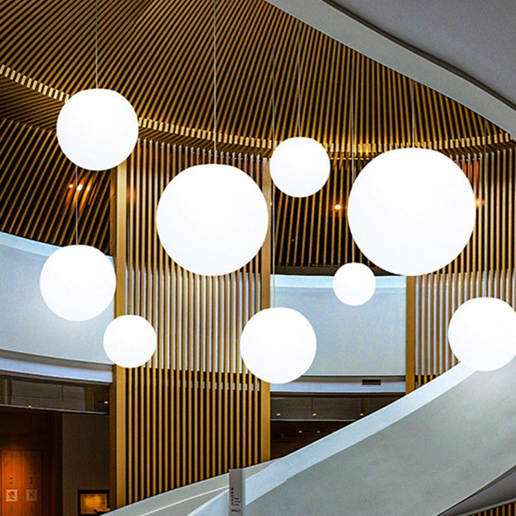 White ball lamp clothing milk tea toy restaurant store shopping mall chandelier exhibition hall wedding chandelier white spherical crane