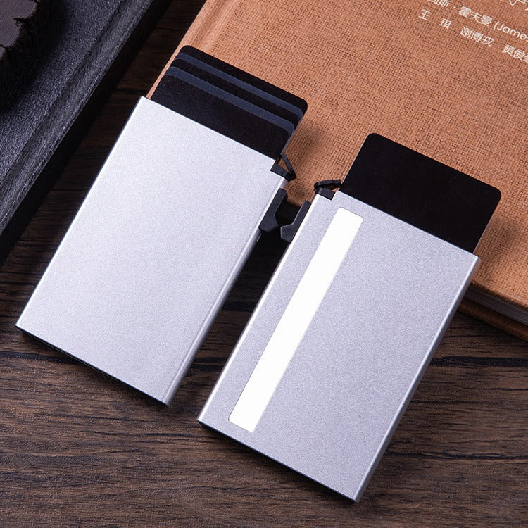 New automatic pop-up side press credit card box member card sleeve metal aluminum card bag anti-theft brush anti-magnetic RFID card bag
