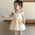 Girls' sweet flutter sleeve lightweight romper dress - stylish princess style, perfect for birthdays, first months, and everyday wear