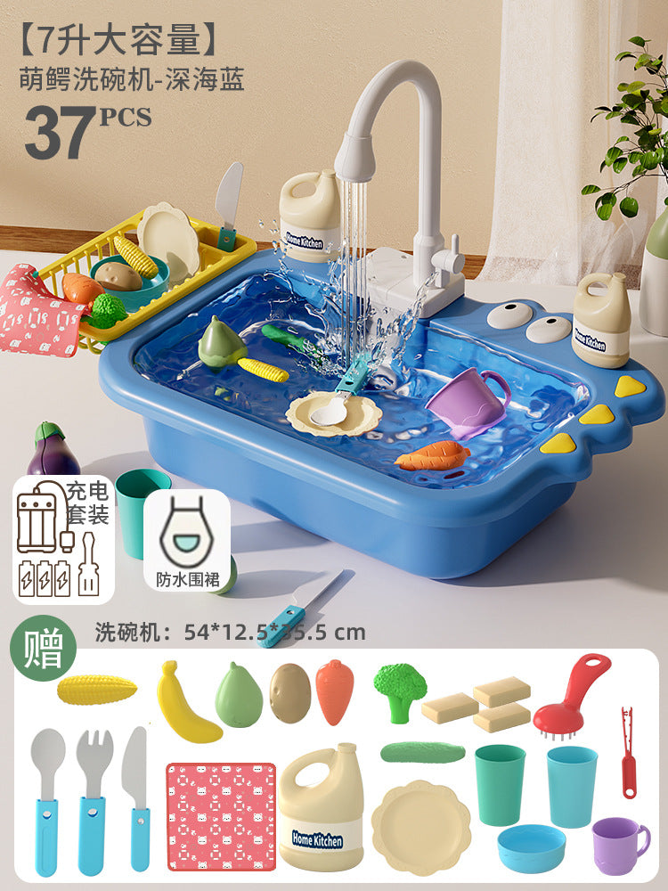 Kids dishwashing table play house kitchen toys electric wash basin sink simulated dishwashing toys cross-border new products