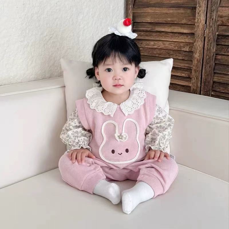 Spring clothes springoveralls clothes baby girl suitspring & fall onesie two-piece set outing clothes baby super cute
