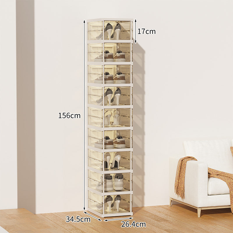 Thickened shoe box storage organizer - transparent folding shoe rack for boots, sneakers, and more - no assembly required, space-saving solution