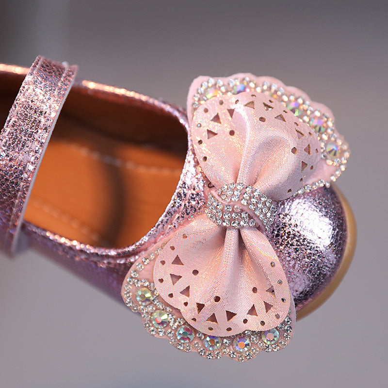 New girls' leather shoes princess shoes baby flats spring and autumn children's leather shoes soft sole baby girl square toe shoes low-cut shoes