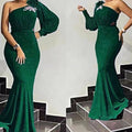 new year's eve bridesmaid dress train evening gown african women's one shoulder long skirt  dress