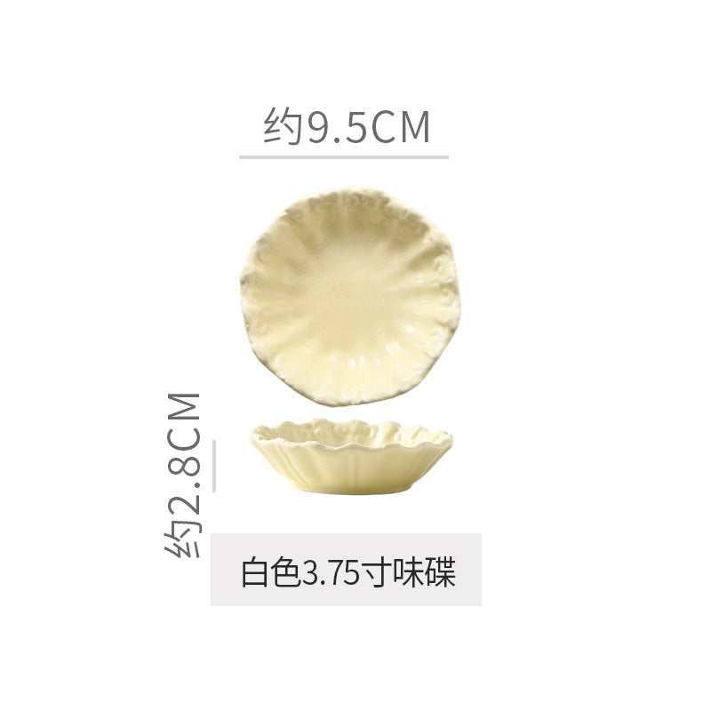 Embossed retro ceramic dinnerware set - french style, high-end steak plates, dessert plates, and salad bowls for home use