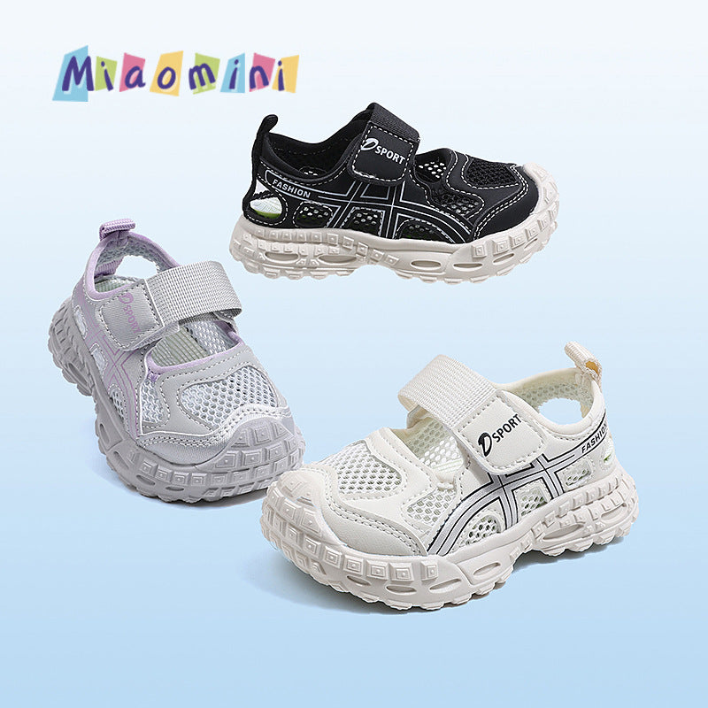 Summer kids sneakers breathable mesh girl frame shoes soft bottomnon-slip boys toe cap sandals 1-6 years old