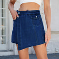 Fashion cross-border women's summer new style  independent station washed casual slimming look trimmed denim skirt pants hot pants