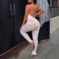 Exportfashion style fashionlacev neckhaltertie backsexysexy girl jumpsuit tight