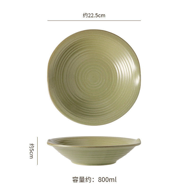 Japanese-style pasta plate, household salad plate, high-end restaurant ceramic tableware, retro straw hat bowl, light luxury western food plate