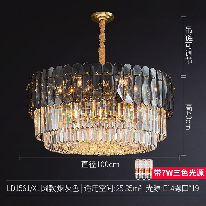 Light luxury crystal lamp creative living room chandelier post-modern simple atmosphere high-end villa Hong Kong-style restaurant bedroom lighting