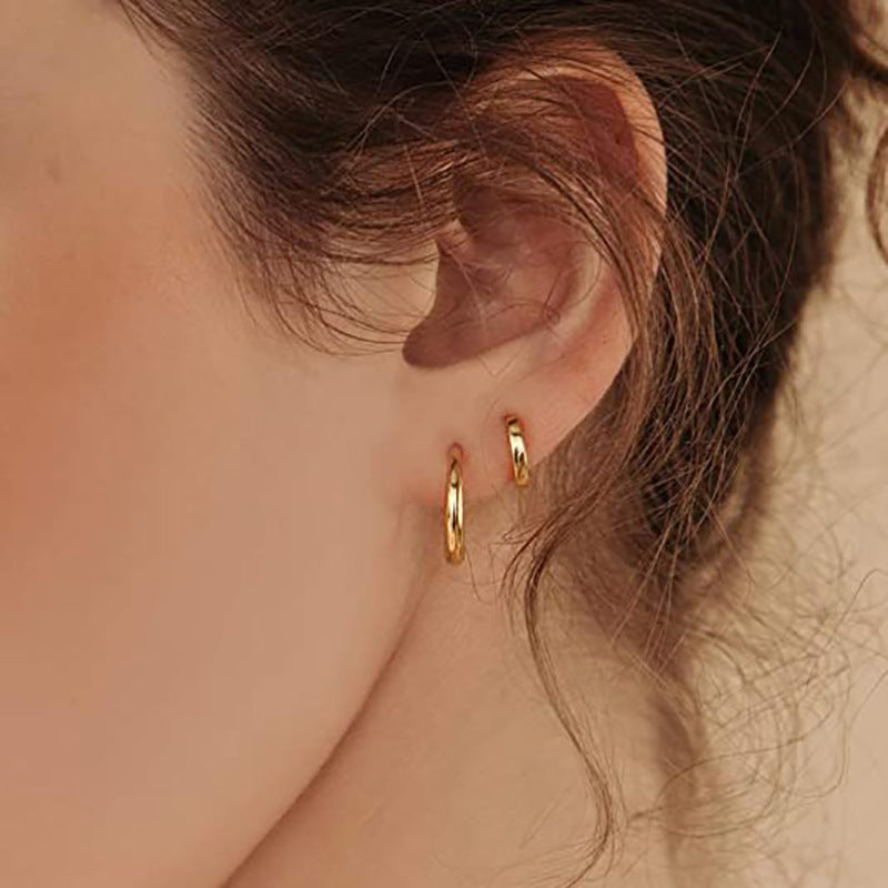 European and american cross-border hot-selling jewelry: 18k gold plated stud earrings, small hoop earrings, creative punk & hip-hop earrings