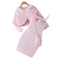 Girls' export dress set: pink suspender dress with long-sleeved floral patchwork outerwear - autumn two-piece outfit for children