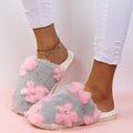 Thick solefall and winter shoes for women pearl flowers stuffedheattech fur slippers toe cap cotton slippers new arrivalin stock dropshipping