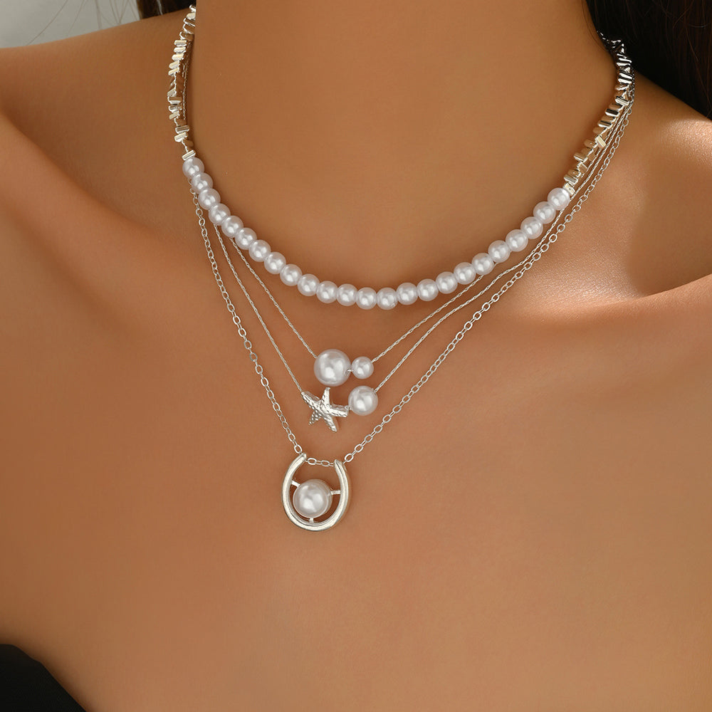 Wholesale faux pearl necklaces: european & american fashion, vintage-inspired, understated luxury, unique & high-end, choker necklaces with star pendants for women