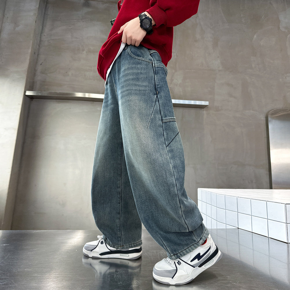 Boys' denim jeans - cool & trendy spring/autumn style ( new collection) - big kids' spring new arrival - wide leg denim - versatile & stylish