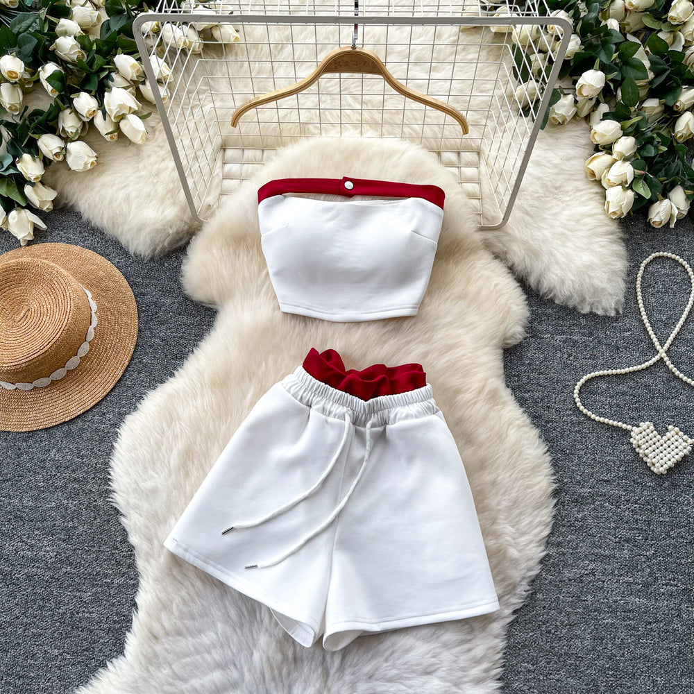 Pure desire hot girl halter sexy vest suit women's summer two-piece set fashion slimming lookcasual sports pure desire style