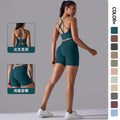 fashion seamless knitting pure color beautiful back high elastic sports tight yoga suit running fitness two-piece set