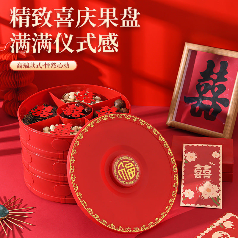 Chinese style for home multi-layer fruit plate living room coffee table fruit plate candy box dried fruit box new year festive melon seed box