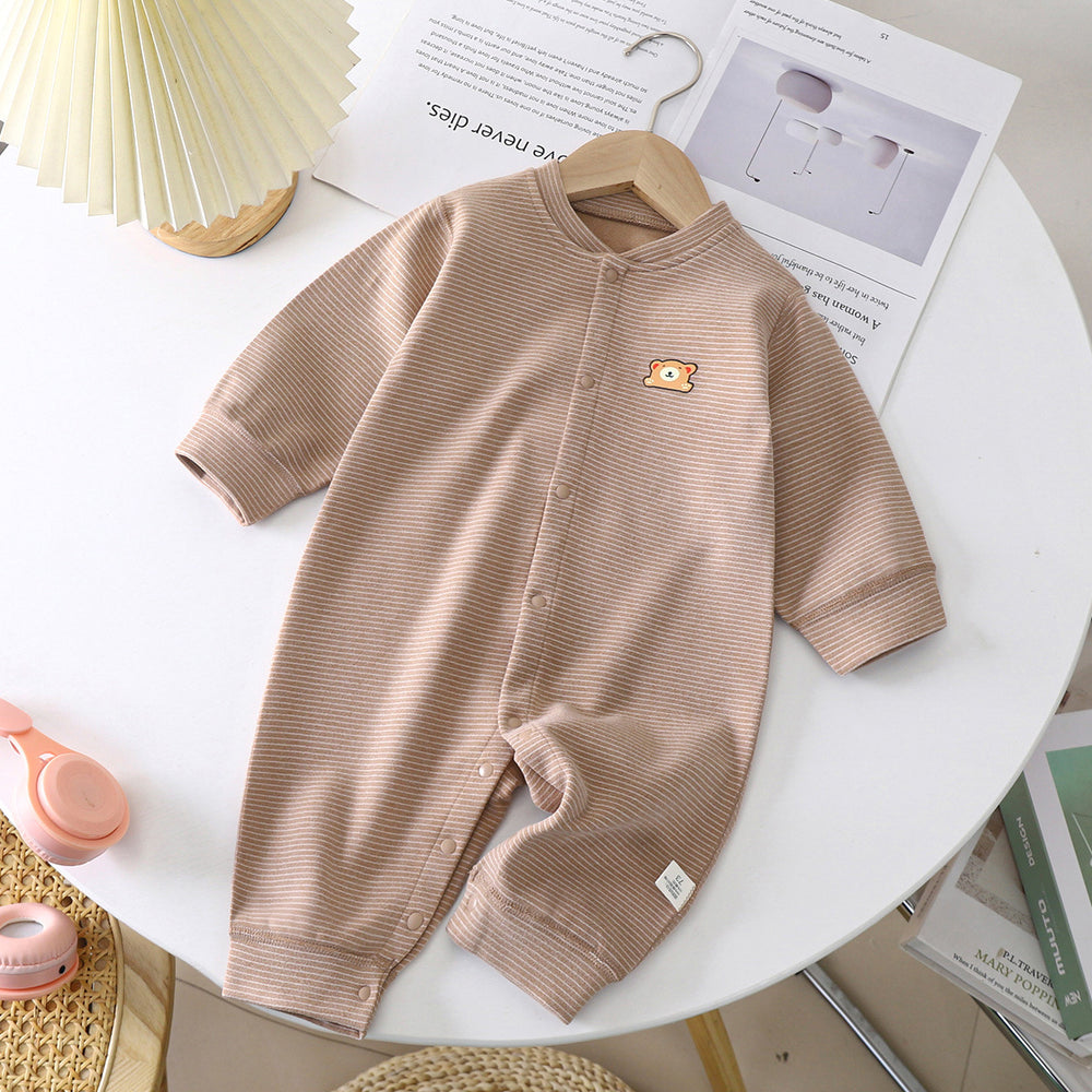 Newborn baby german velvet romper - striped bodysuit, seamless crawling suit, autumn/winter warm sleepwear for infants