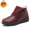 Ladieswear cotton shoes for women winterfleece-linedthickenedheattech short boots for middle-aged and elderly people non-slip waterproofflatsplaid grandma cotton shoes