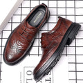 Brogue leather shoes for men - british style groomsmen, black, business formal, suit, casual leather shoes, men's wedding shoes
