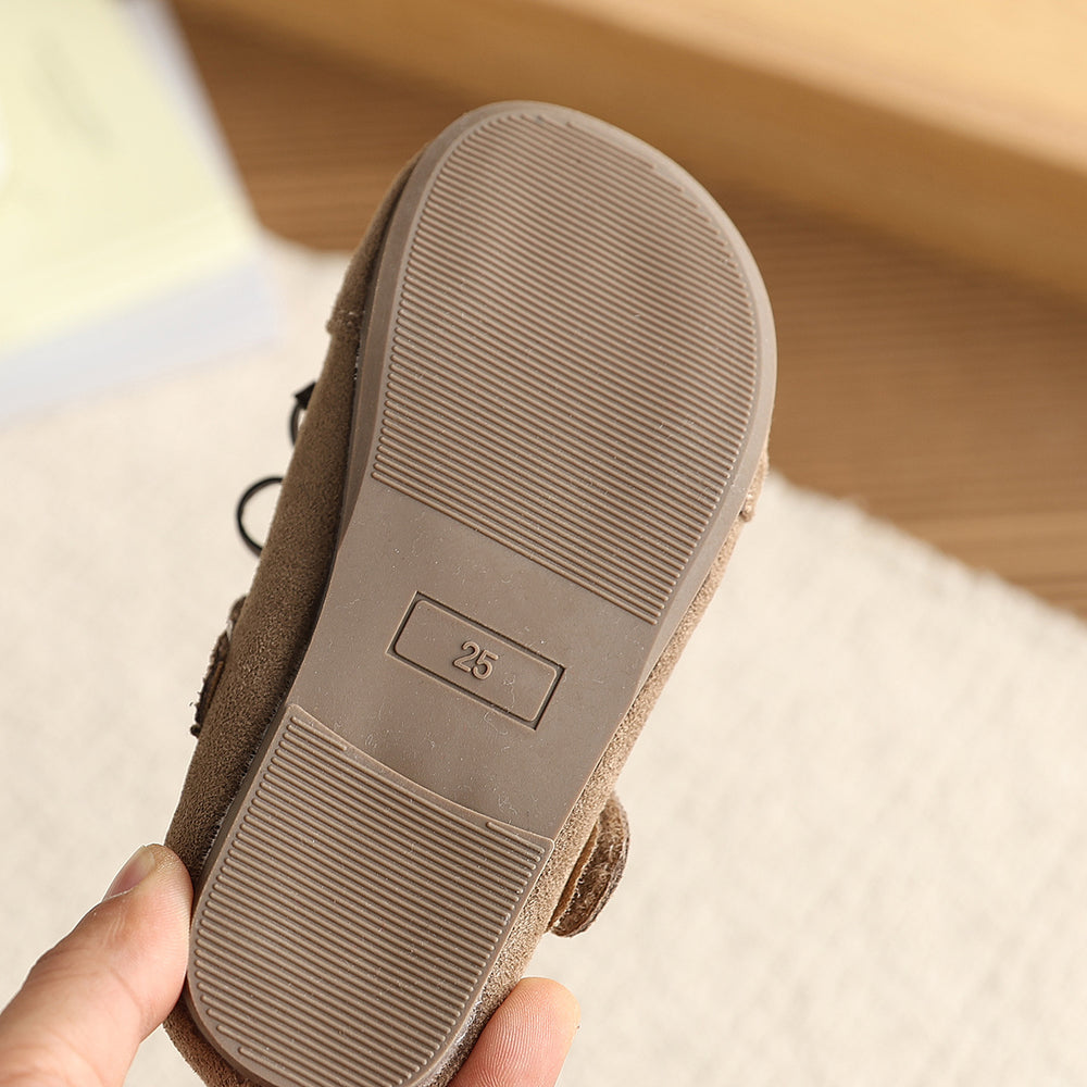 Vancahao  spring new arrivalkidsfashion double bowsgirlretro birkenstock shoes soft bottom casualflats
