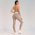 Fashion cross-border sports yoga suit two-piece set naked double-sided brushed outdoor running fitness sling yoga clothes