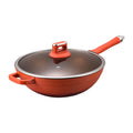 Titanium non-stick wok - premium cast aluminum flat bottom pan - induction compatible - perfect for everyday cooking & gifting