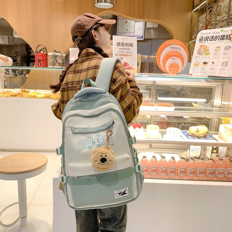 School bag, male college student, Korean version, junior high school student, high school, large-capacity burden reduction backpack, female middle school student, casual backpack.